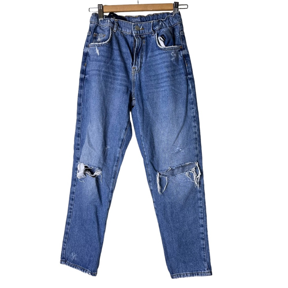 Zara Kids Relaxed Fit Authentic Denim Distressed Jeans